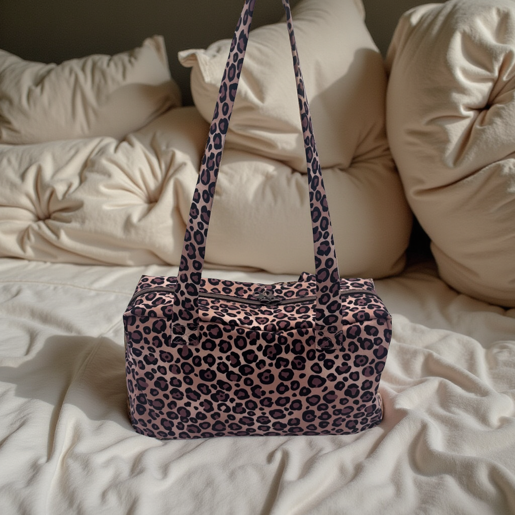 Leapoard Print Bowler Bag - 100% Cotton