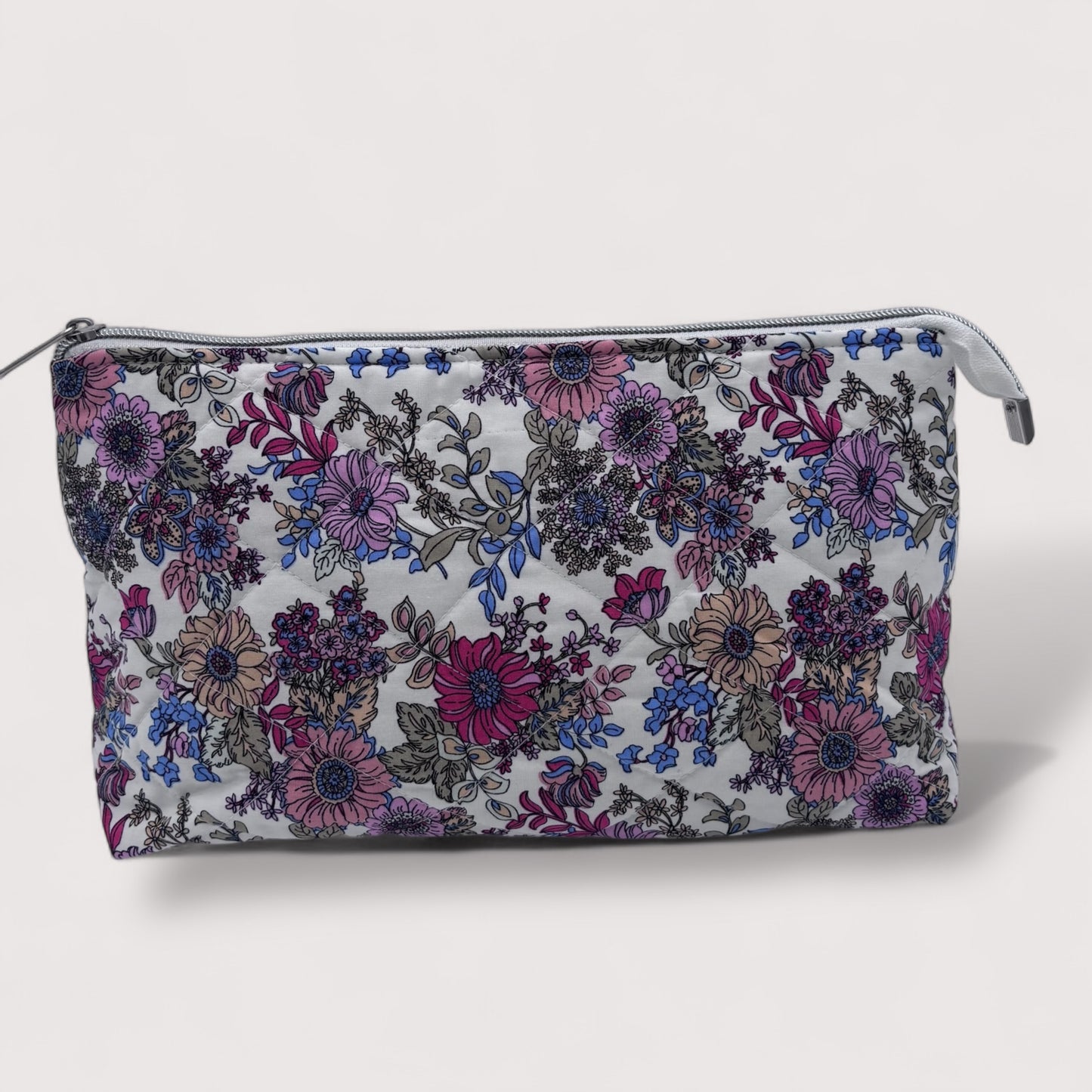 Rainbow Flowers Quilted Cotton Wash Bag - Toiletry Pouch