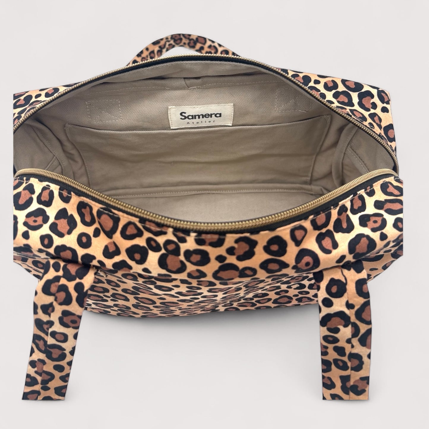 Leapoard Print Bowler Bag - 100% Cotton