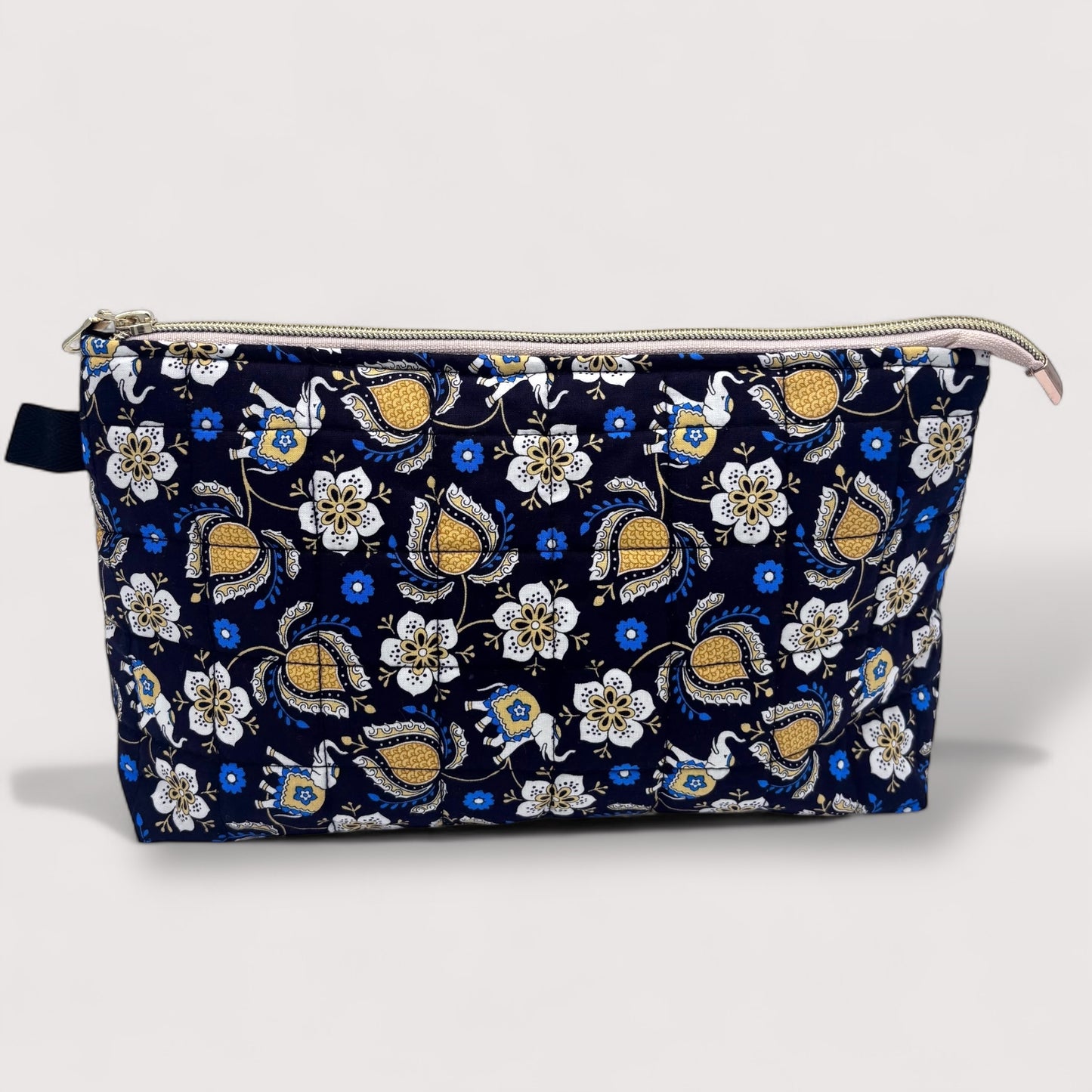 Elephant & Lemons Quilted Cotton Wash Bag - Toiletry Pouch