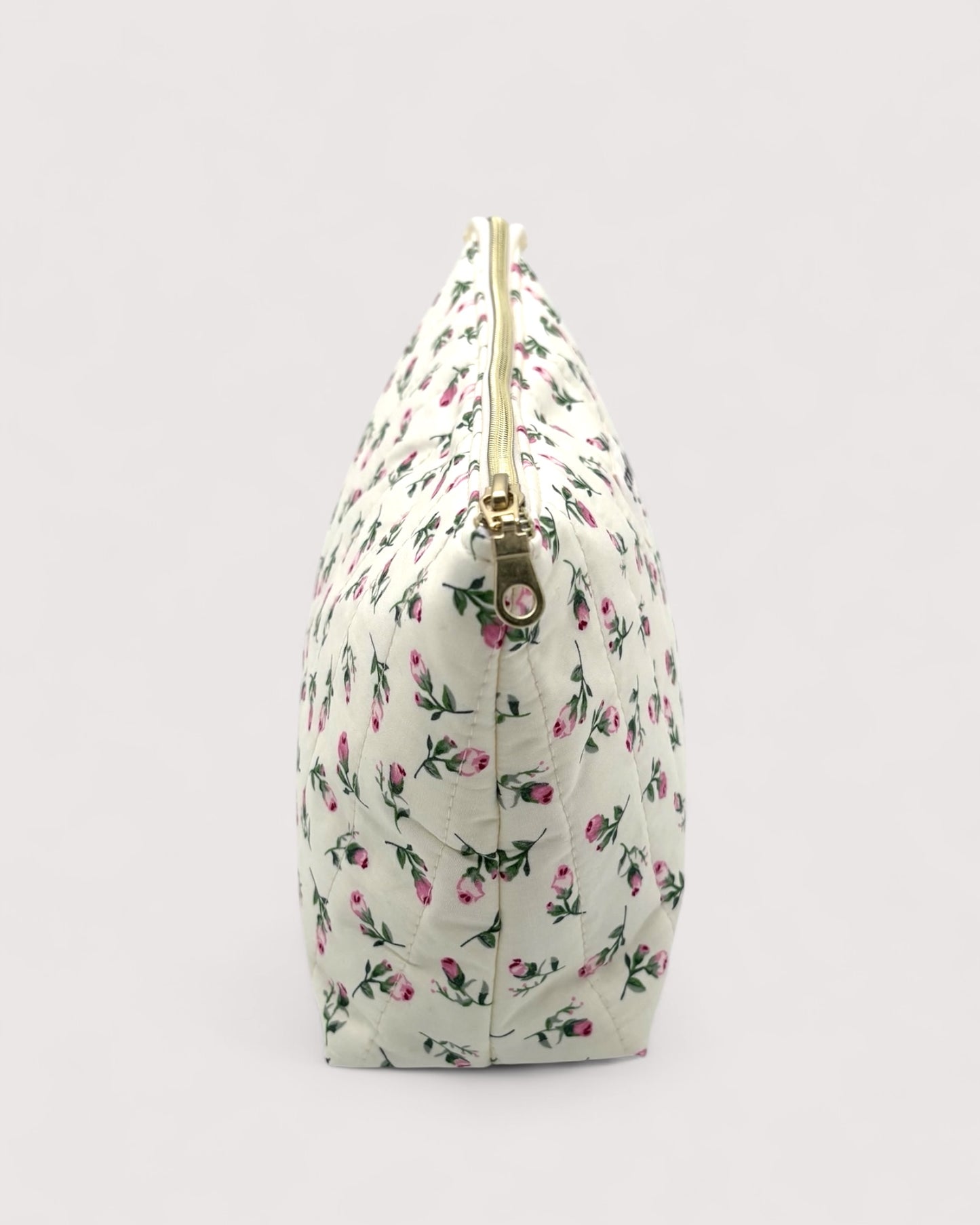 Cream Roses Cotton Wash Bag - Toiletry Pouch
