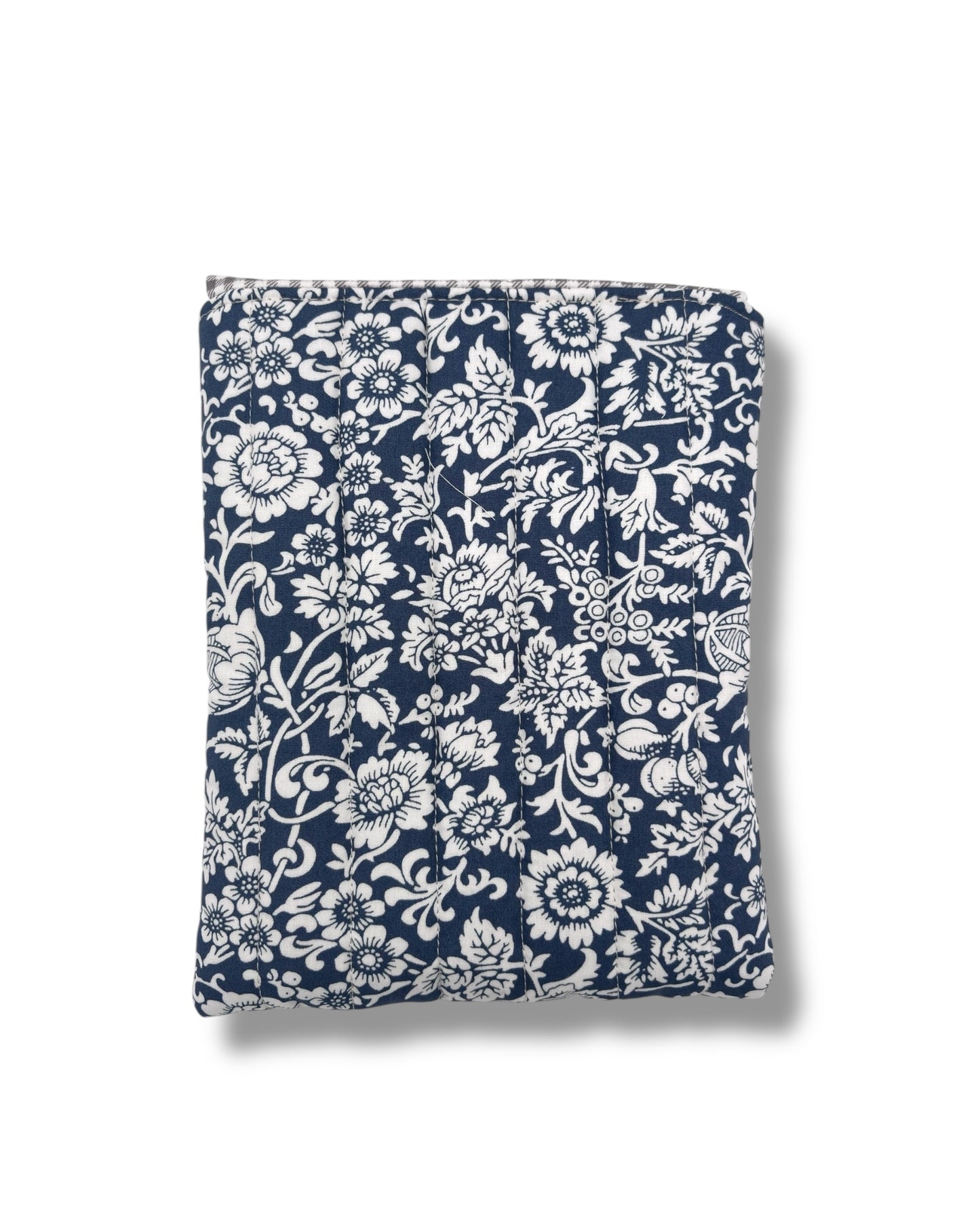 Cute blue greyish floral Quilted Cotton Kindle Sleeve - Padded E-Reader Case