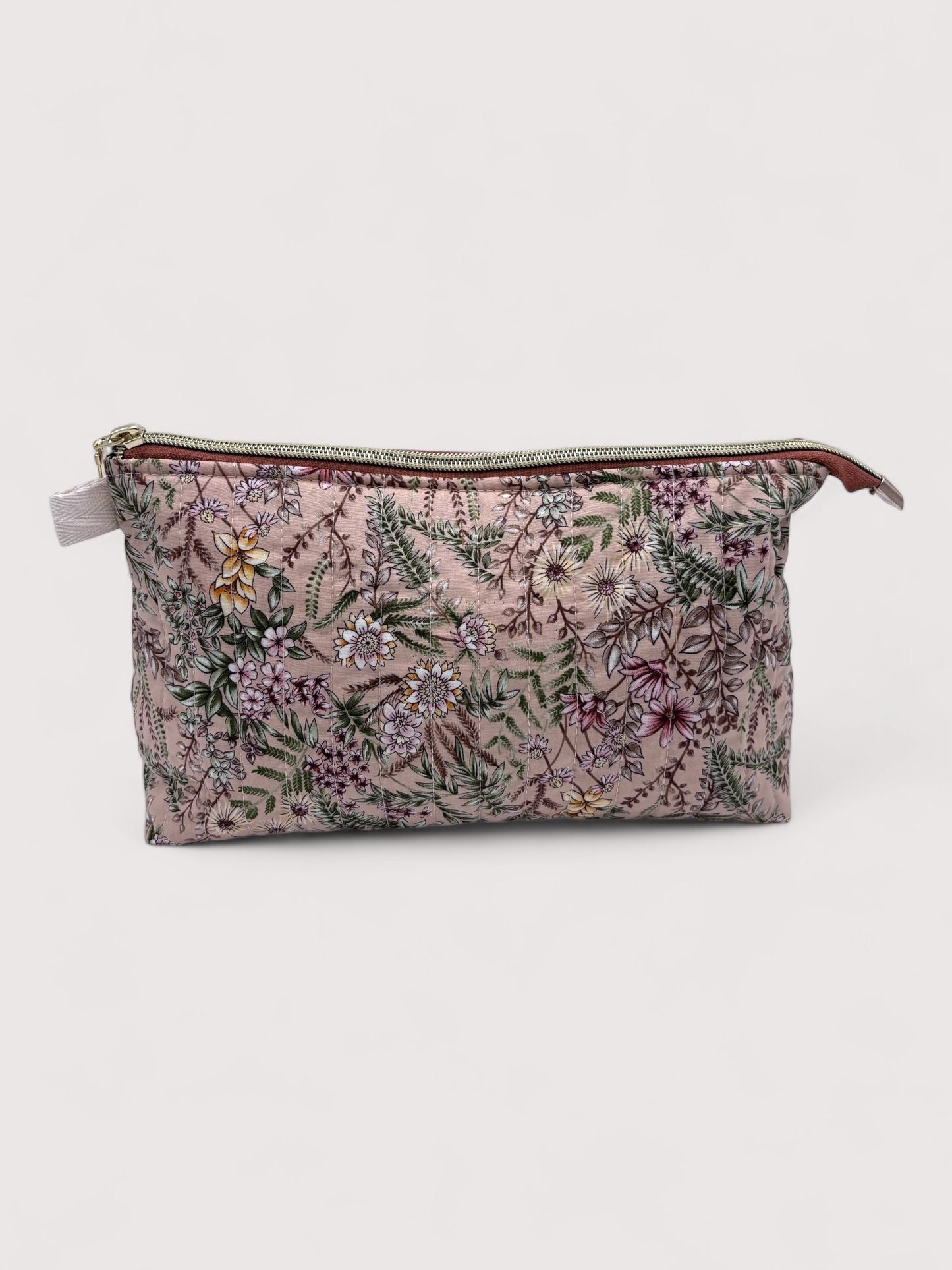 Beige Forest Quilted Cotton Wash Bag - Toiletry Pouch