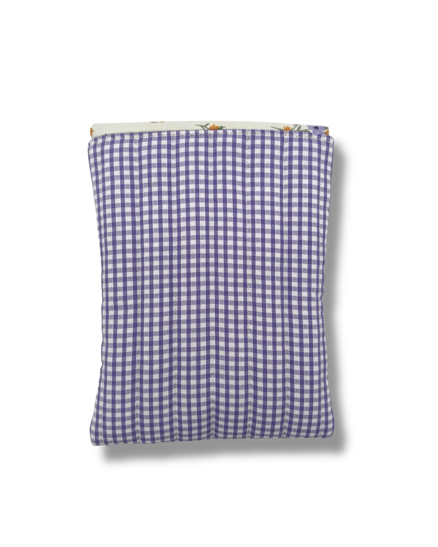 Cute lilac Gingham Quilted Cotton Kindle Sleeve - Padded E-Reader Case