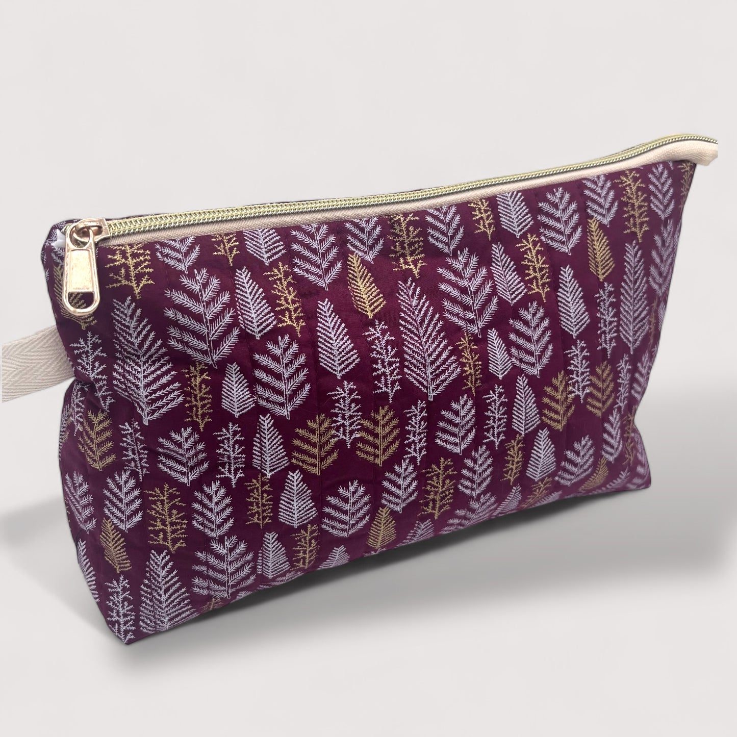 Red Forest Quilted Cotton Wash Bag - Toiletry Pouch
