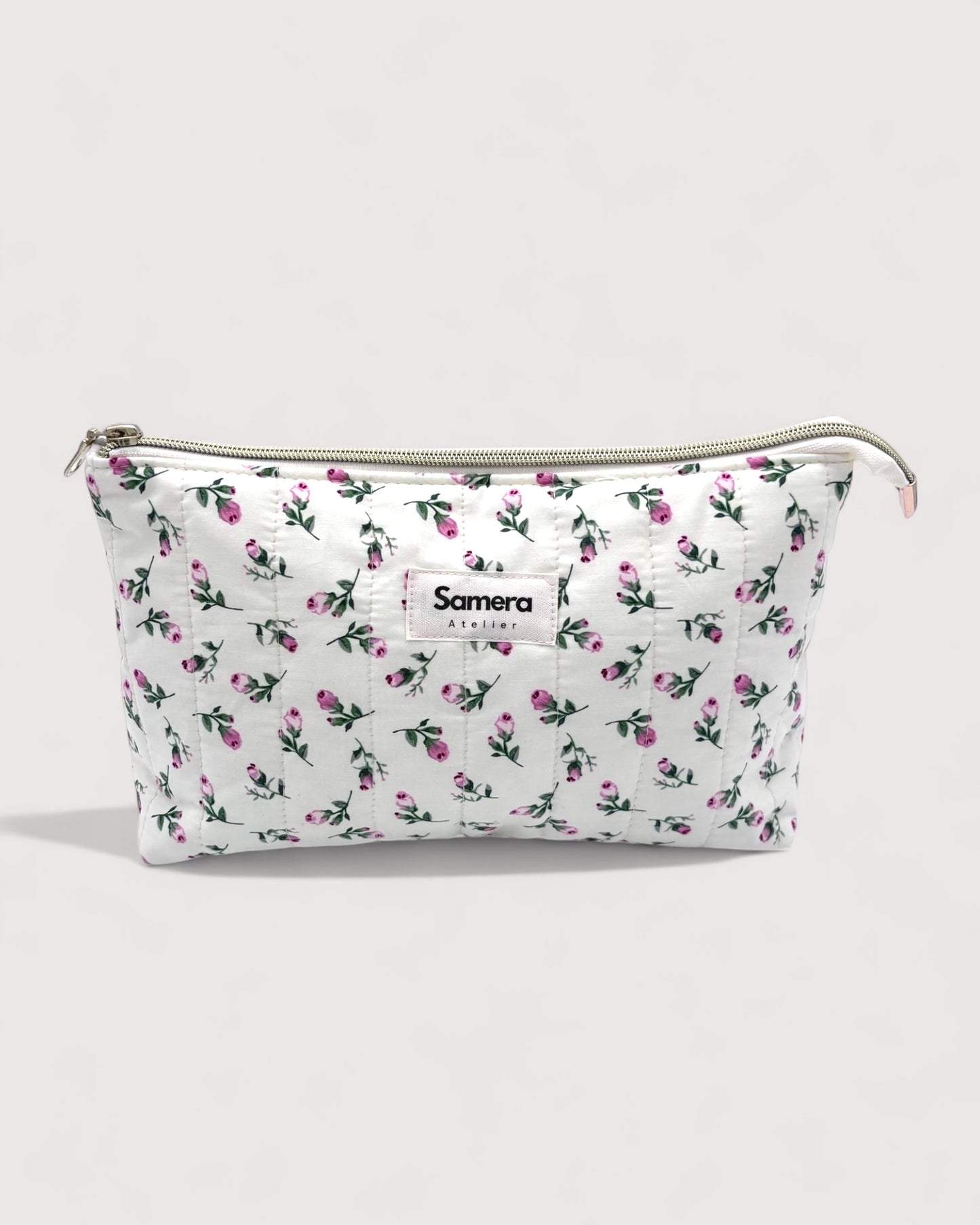 Cream Roses Cotton Wash Bag - Toiletry Pouch