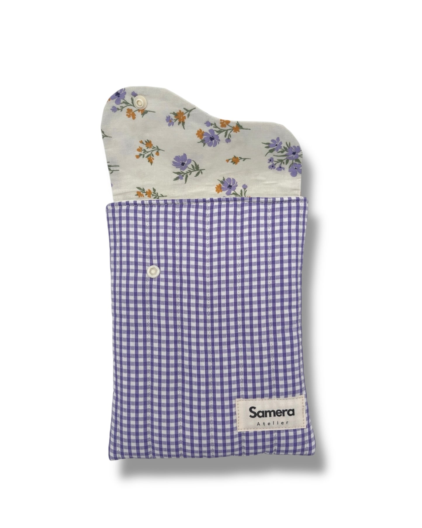 Cute lilac Gingham Quilted Cotton Kindle Sleeve - Padded E-Reader Case