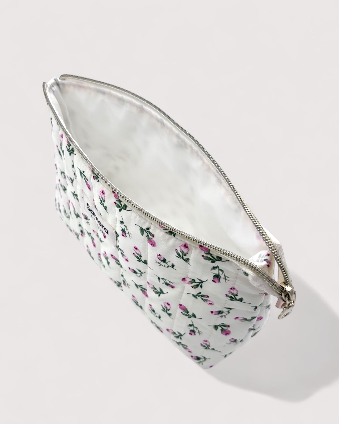Cream Roses Cotton Wash Bag - Toiletry Pouch