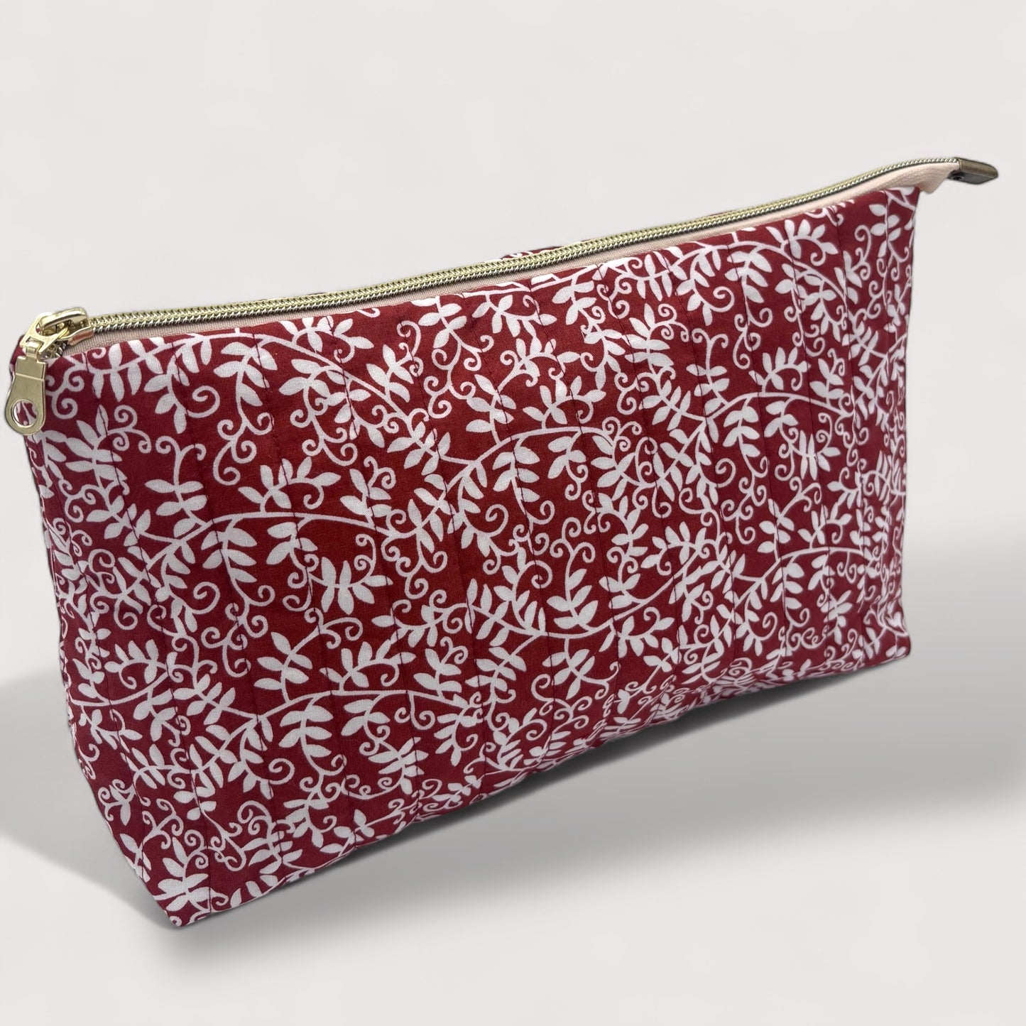 Rust Quilted Cotton Wash Bag - Toiletry Pouch