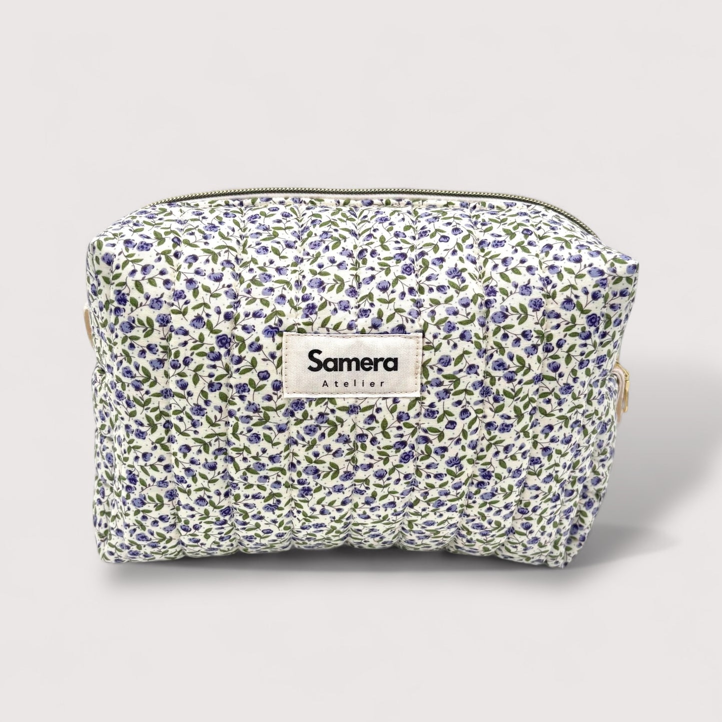 Ditsy Lilac Quilted Cotton Cosmetic Bag - Carry all