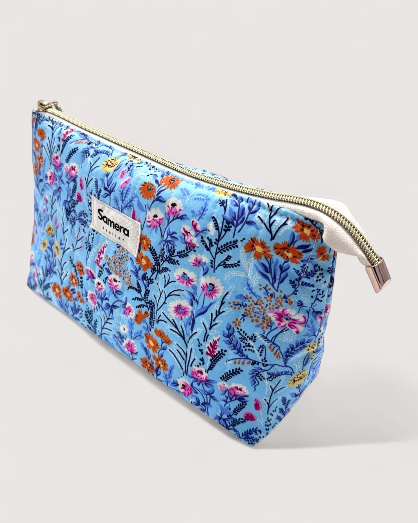 Sky Floral Cotton Wash Bag - Toiletry Pouch