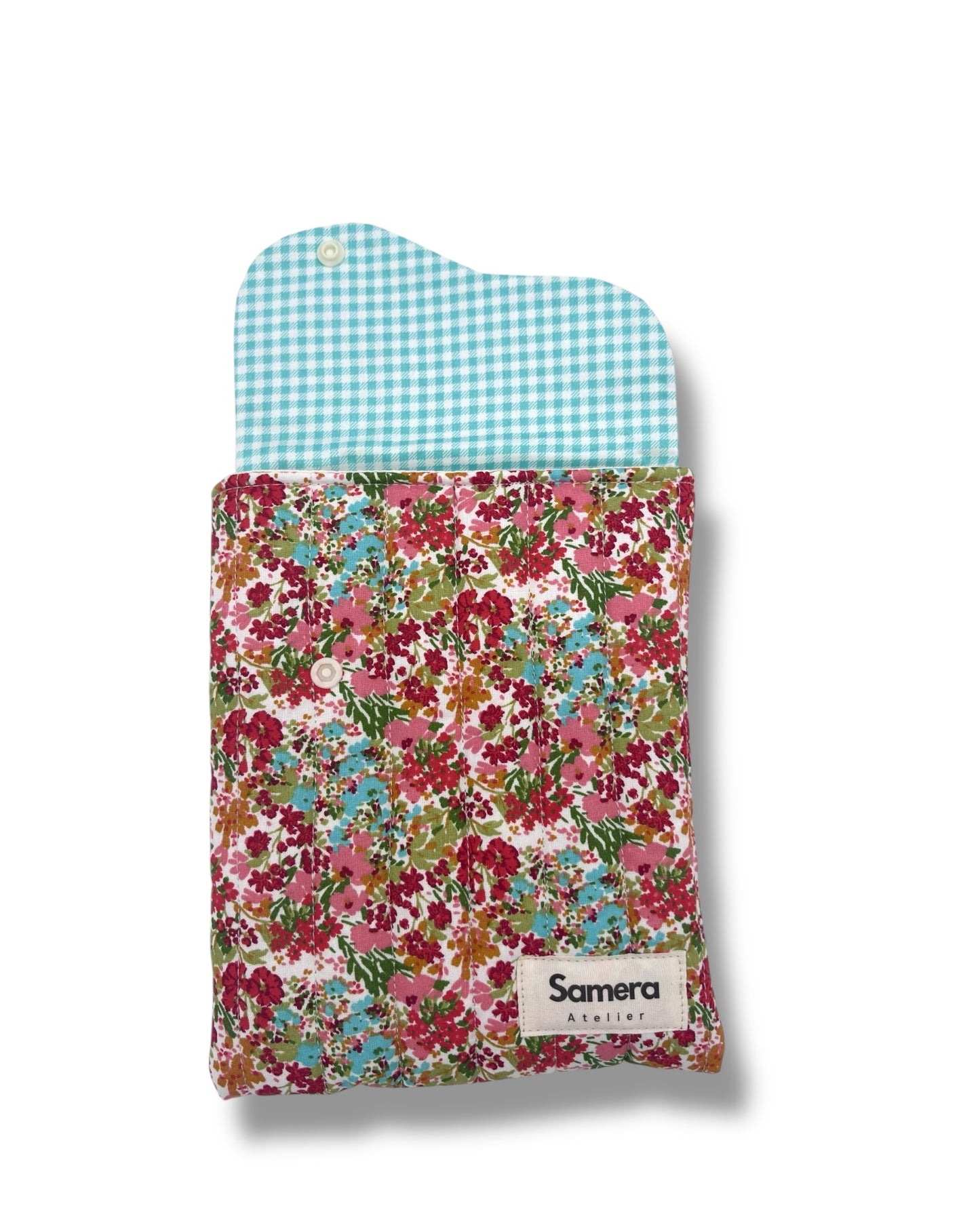Red floral Quilted Cotton Kindle Sleeve - Padded E-Reader Case