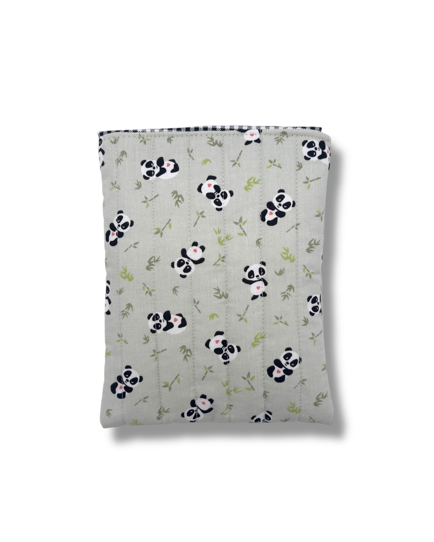 Cute Panda mint Quilted Cotton Kindle Sleeve - Padded E-Reader Case