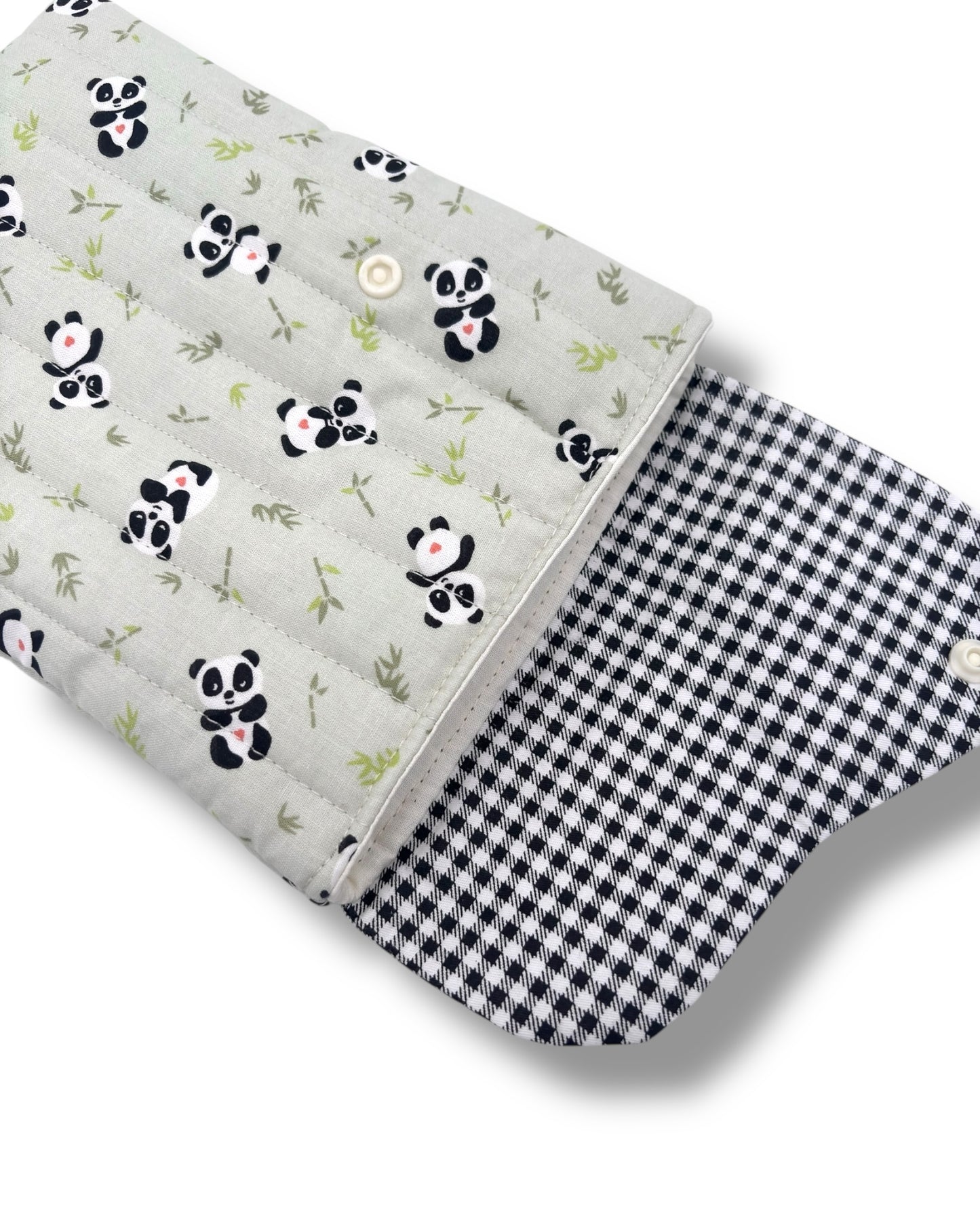 Cute Panda mint Quilted Cotton Kindle Sleeve - Padded E-Reader Case