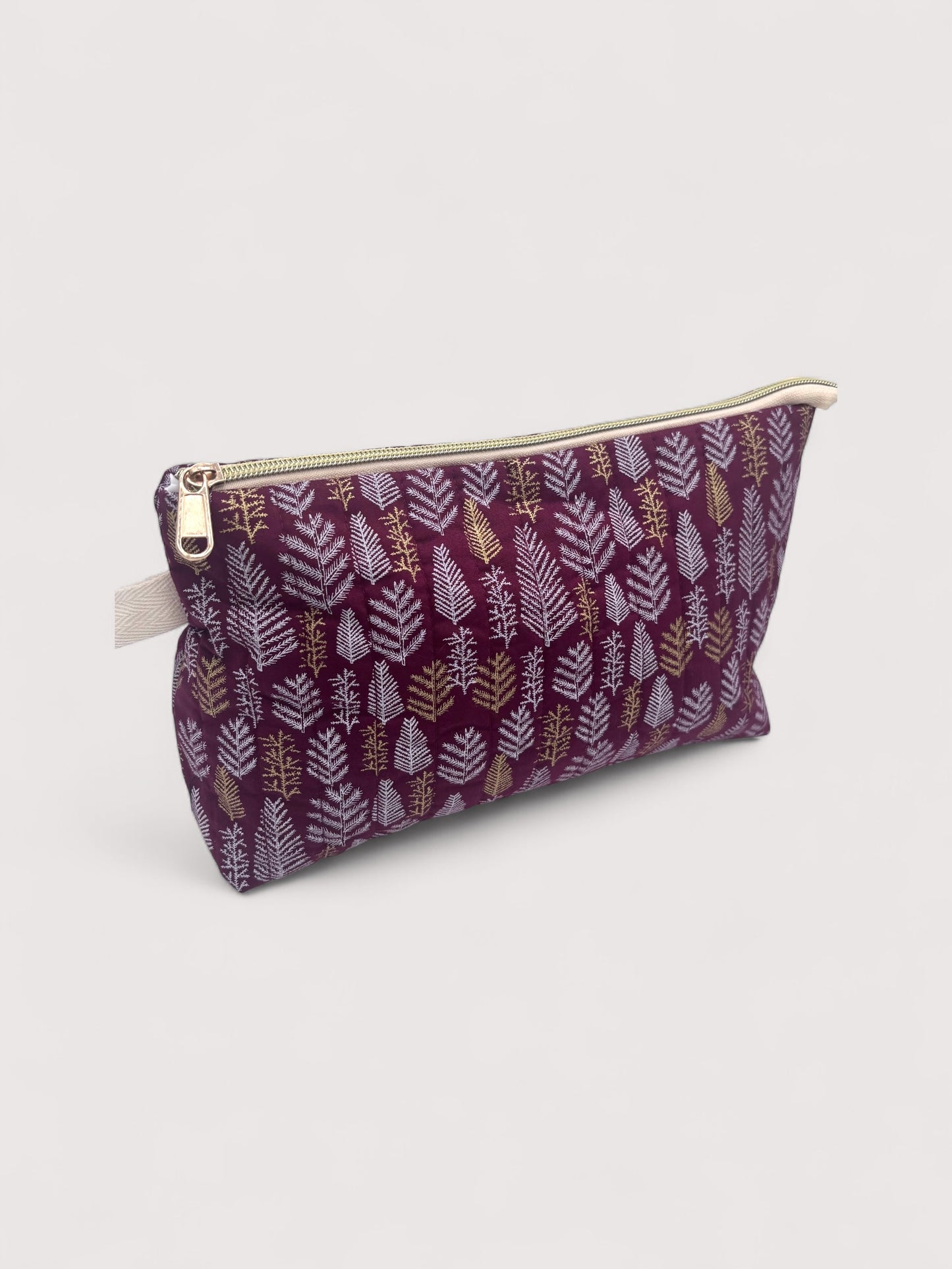 Red Forest Quilted Cotton Wash Bag - Toiletry Pouch