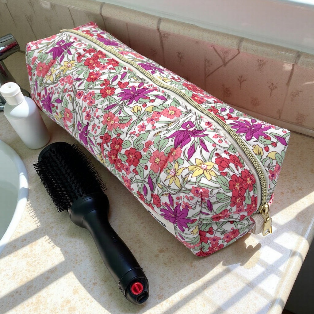 Pink Floral quilted Hairtool Bag