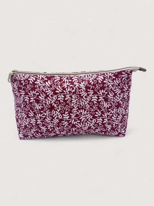 Rust Quilted Cotton Wash Bag - Toiletry Pouch