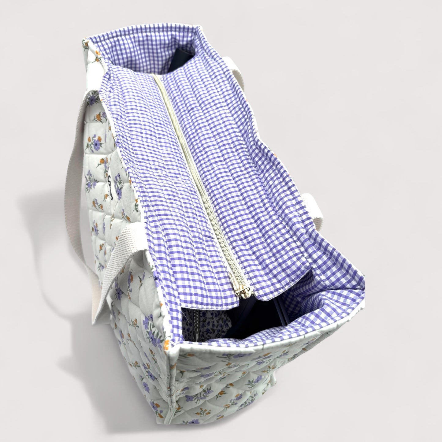 Quilted Large Tote Bag - Lilac Floral