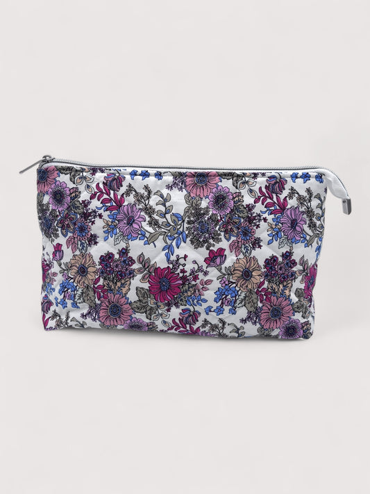 Rainbow Flowers Quilted Cotton Wash Bag - Toiletry Pouch