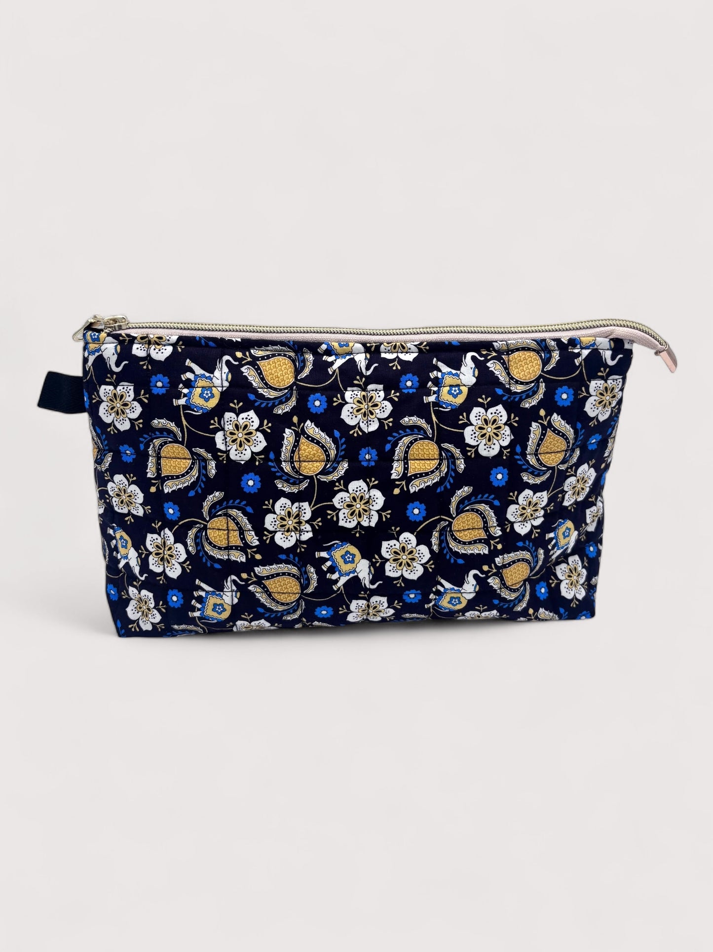 Elephant & Lemons Quilted Cotton Wash Bag - Toiletry Pouch