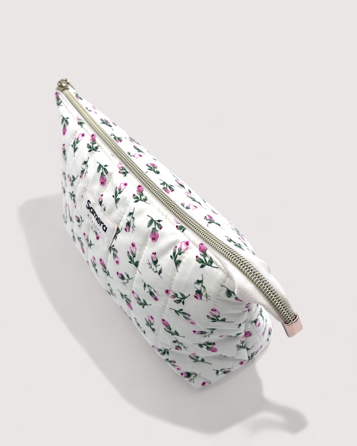 Cream Roses Cotton Wash Bag - Toiletry Pouch