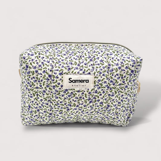 Ditsy Lilac Quilted Cotton Cosmetic Bag -  Carry all