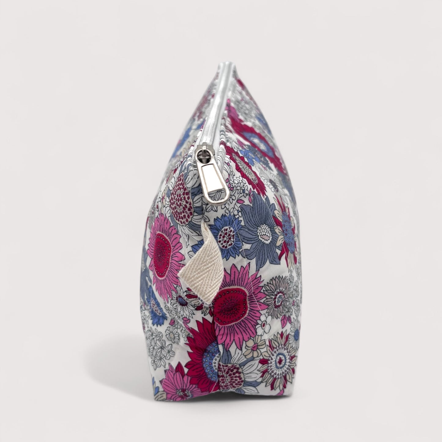 Pink Sunflowers Quilted Cotton Wash Bag - Toiletry Pouch