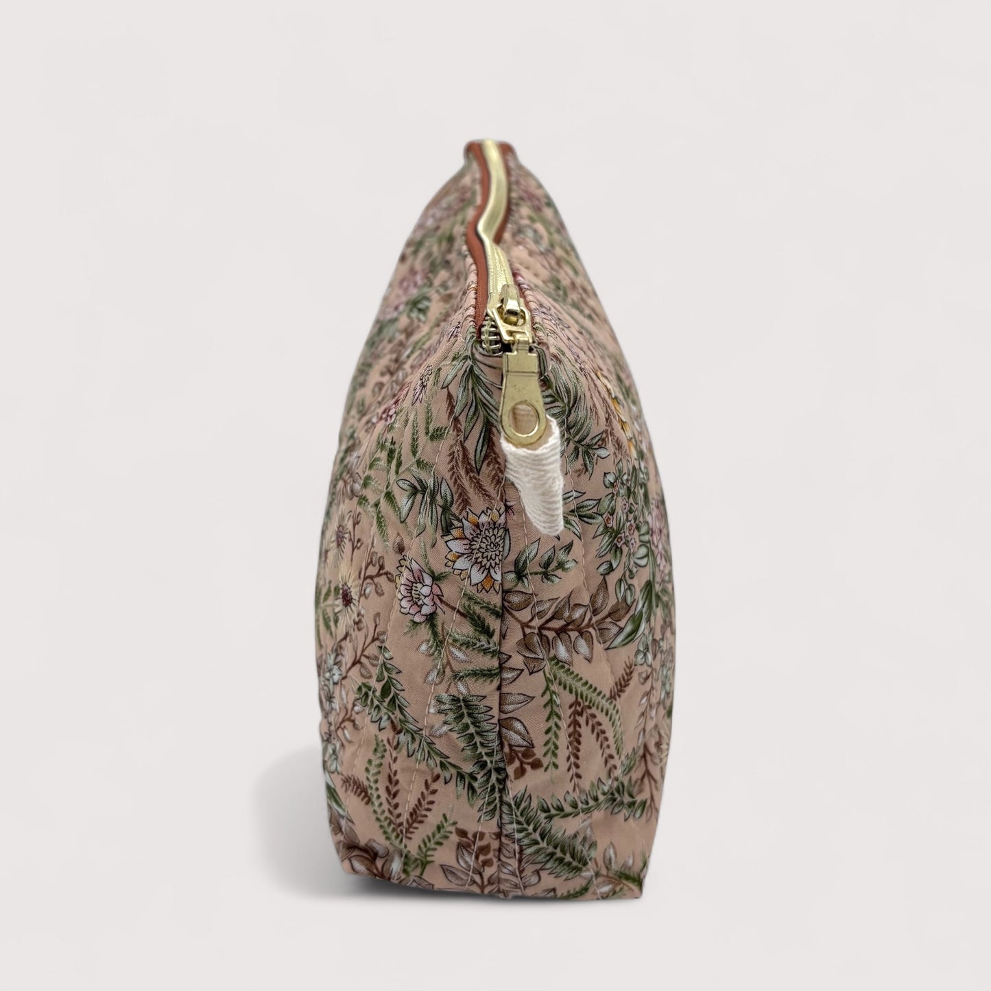Beige Forest Quilted Cotton Wash Bag - Toiletry Pouch