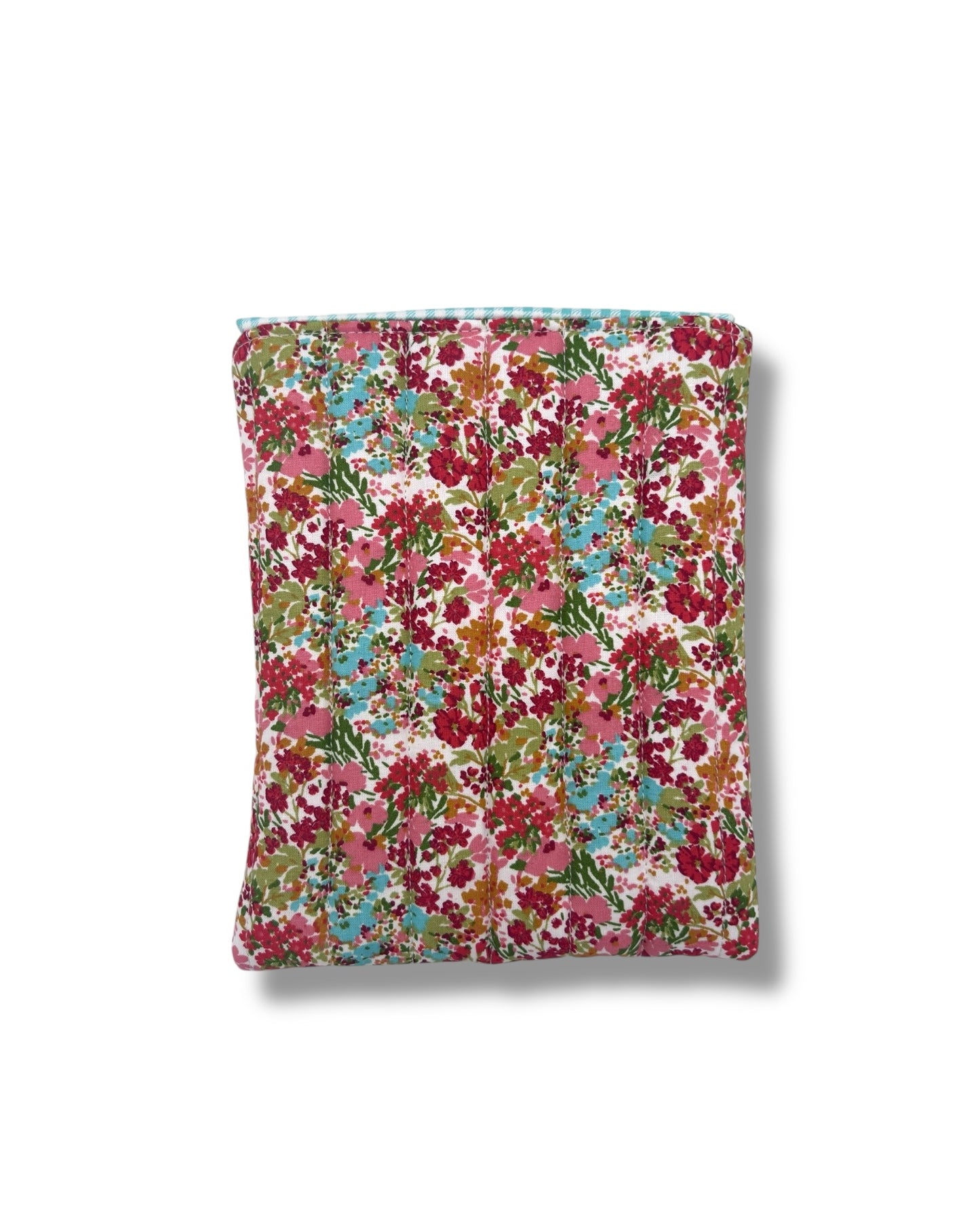 Red floral Quilted Cotton Kindle Sleeve - Padded E-Reader Case
