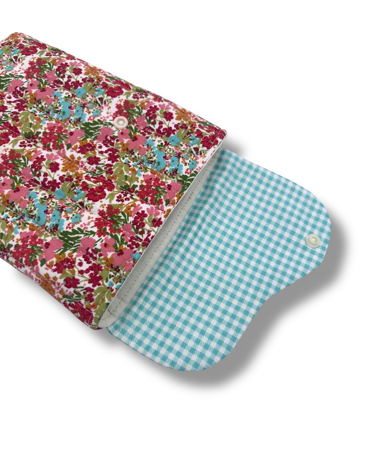 Red floral Quilted Cotton Kindle Sleeve - Padded E-Reader Case
