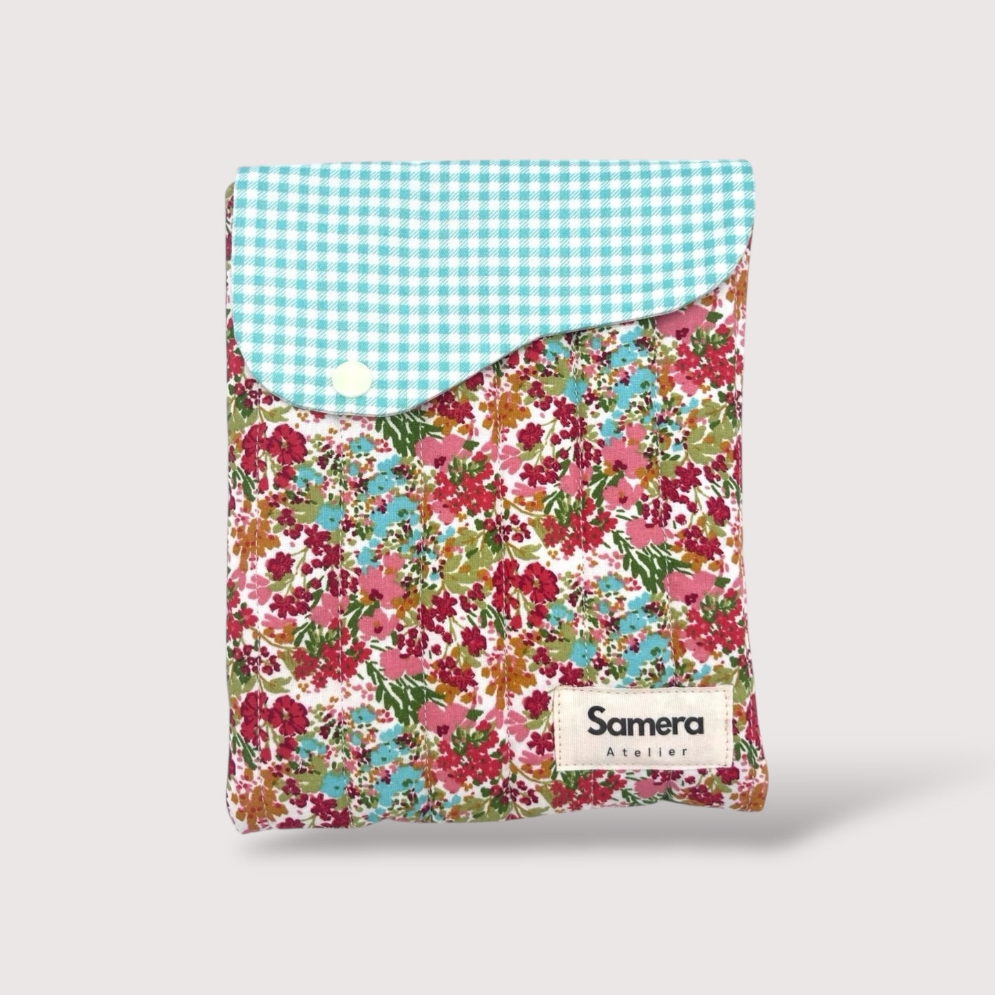 Red floral Quilted Cotton Kindle Sleeve - Padded E-Reader Case