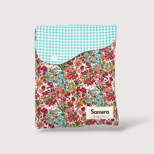 Red floral Quilted Cotton Kindle Sleeve - Padded E-Reader Case