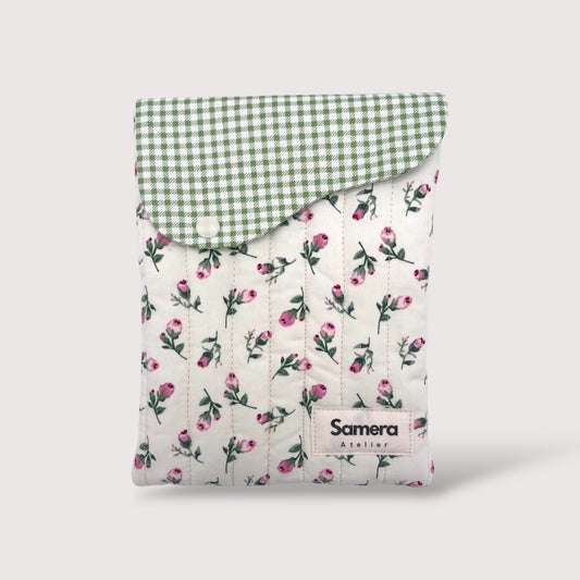 Rosy floral Quilted Cotton Kindle Sleeve - Padded E-Reader Case