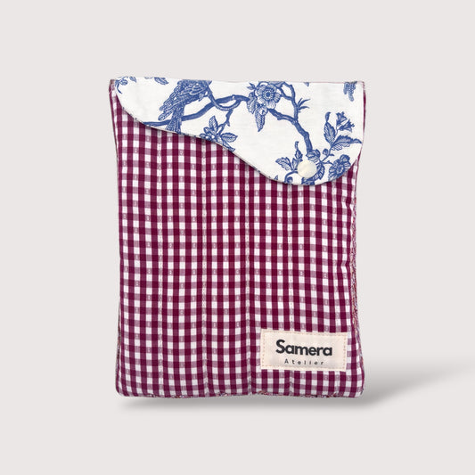 Red gingham Quilted Cotton Kindle Sleeve - Padded E-Reader Case