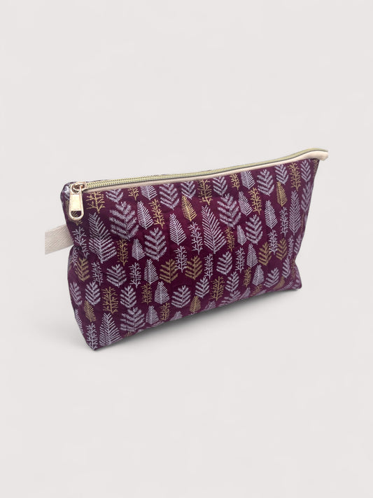 Red Forest Quilted Cotton Wash Bag - Toiletry Pouch